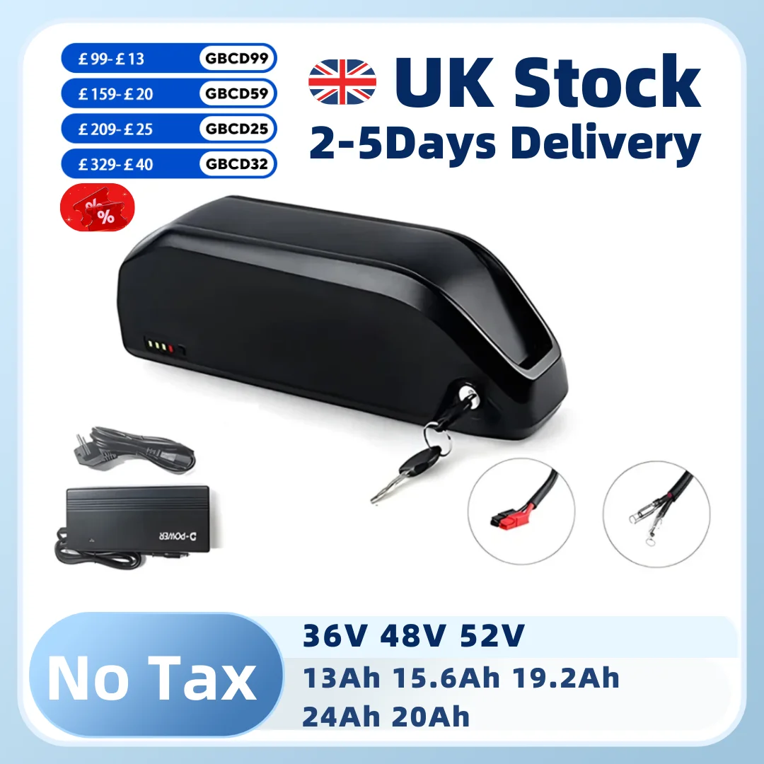 EBike Battery Polly 36V 48V 52V Electric Bicycle 18650 21700 Electric Lithium Battery Pack for 1000W 750W 500W 250W Ebike Motor