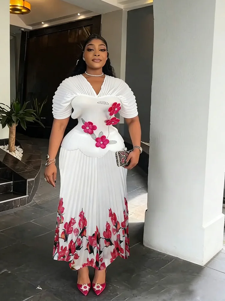 EGRM Pleated Dresses For Women 2026 Wedding Party Prom Gown Plus Size Short Sleeve Tops And Skirt 2 Piece Set Clothing 8G1037