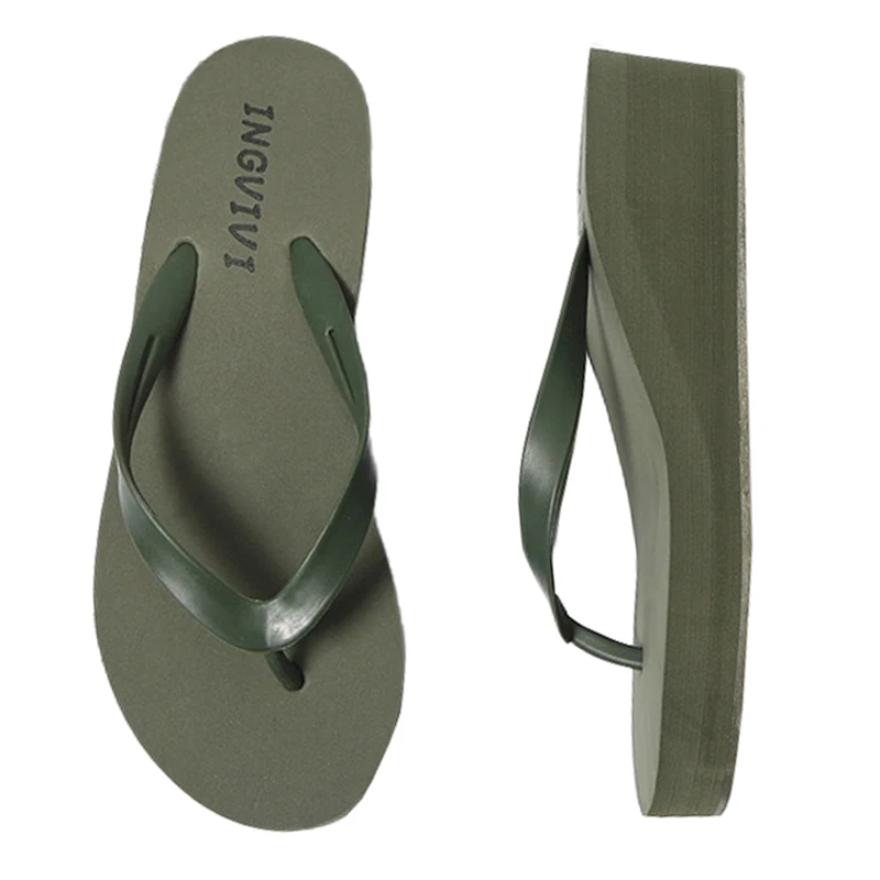 EOFK Women Flip Flops Wedges Casual Shinny Beach 3.5 Cm Height PVC Solid Summer Outside Slippers Soft Shoes