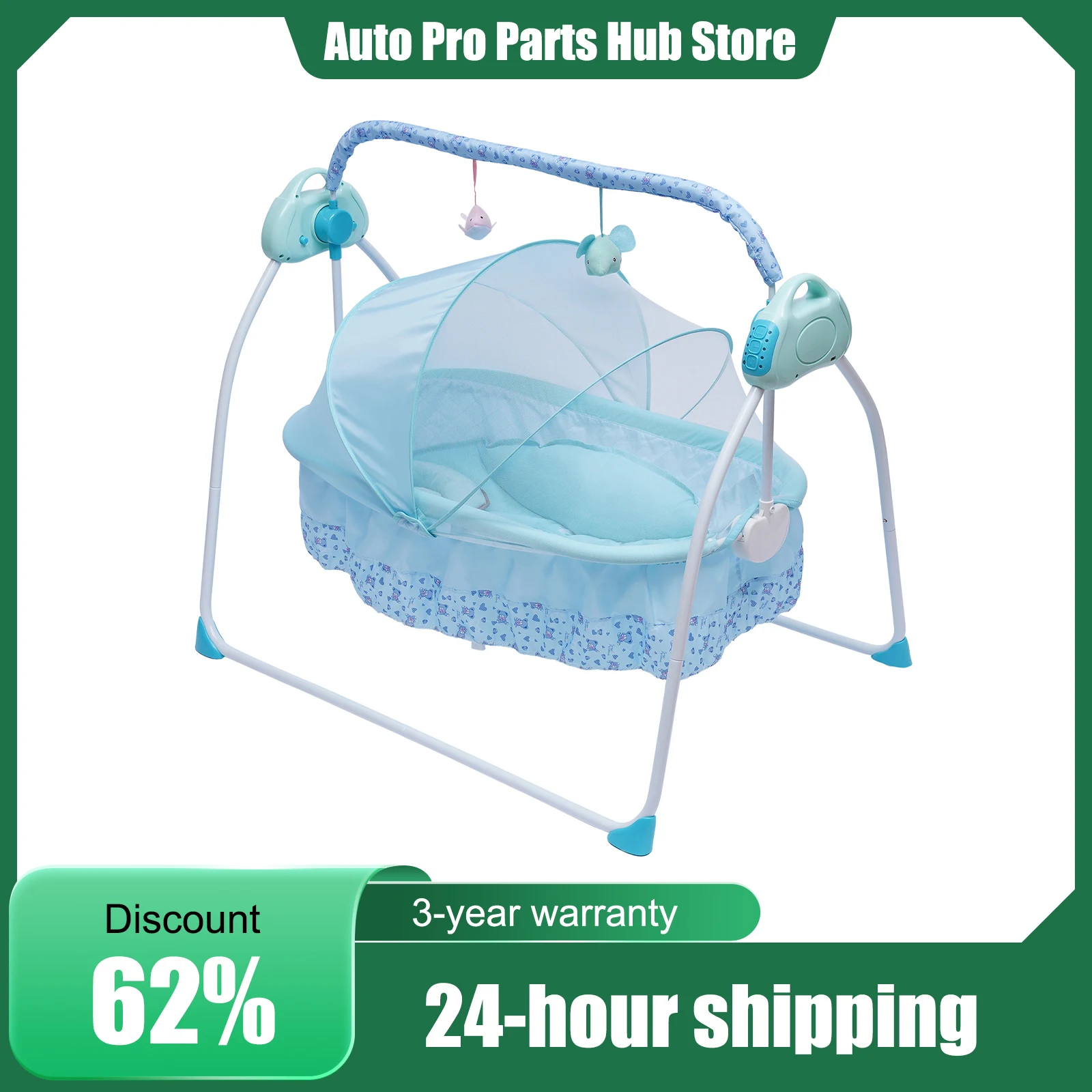 Electric Bluetooth Baby Swing Cradle Bassinet Rocking Crib, Portable Infant Bed, Automatic Swinging Baby Rocking Chair