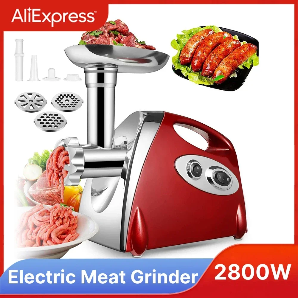 Electric Meat Grinder Powerful Heavy Duty Meat Mincer filler Sausage Grinder Stainless Steel Food Processor Sausage Stuffer