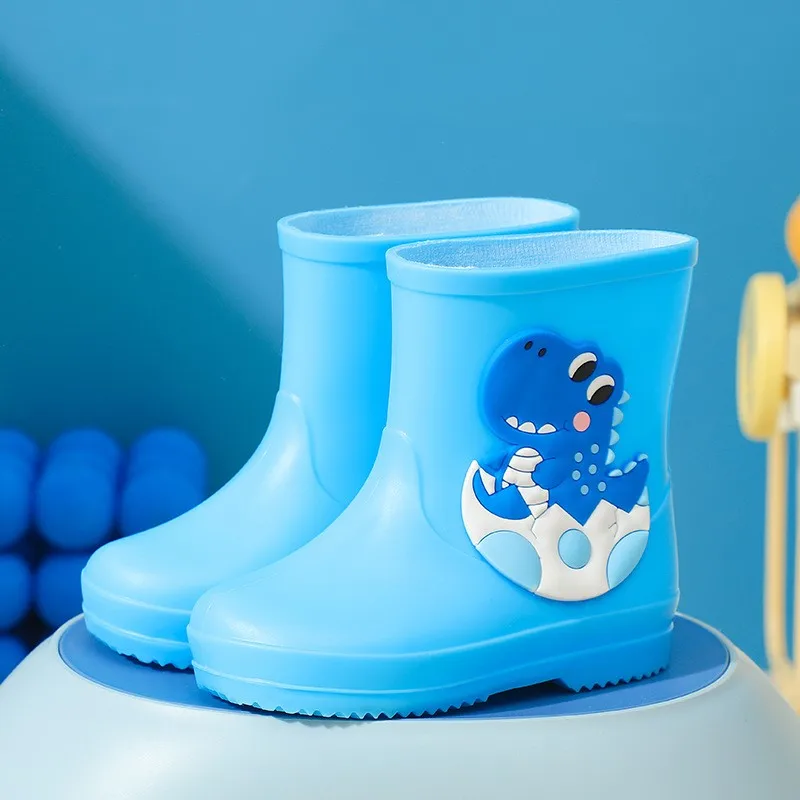 Evshine Children Cute Rain Boots Outdoor Fashion Anti-slip Kids Dinosaur Rain Shoes Boys Girls Lovely Cartoon Waterproof Boots