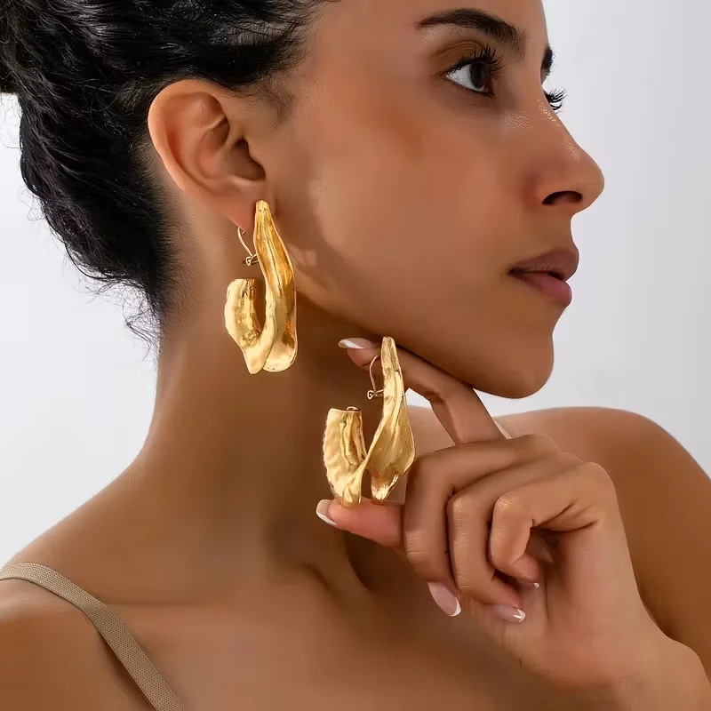 Exaggerated Creative Irregular Geometric Teardrop Shaped Earrings for Women Vintage Earring Party Jewelry Gifts