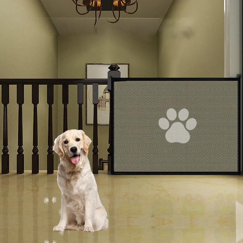 Expandable Pet Gate - Durable PE Mesh, Indoor and Outdoor Use, Adjustable Portable Stair Barrier, Space-saving