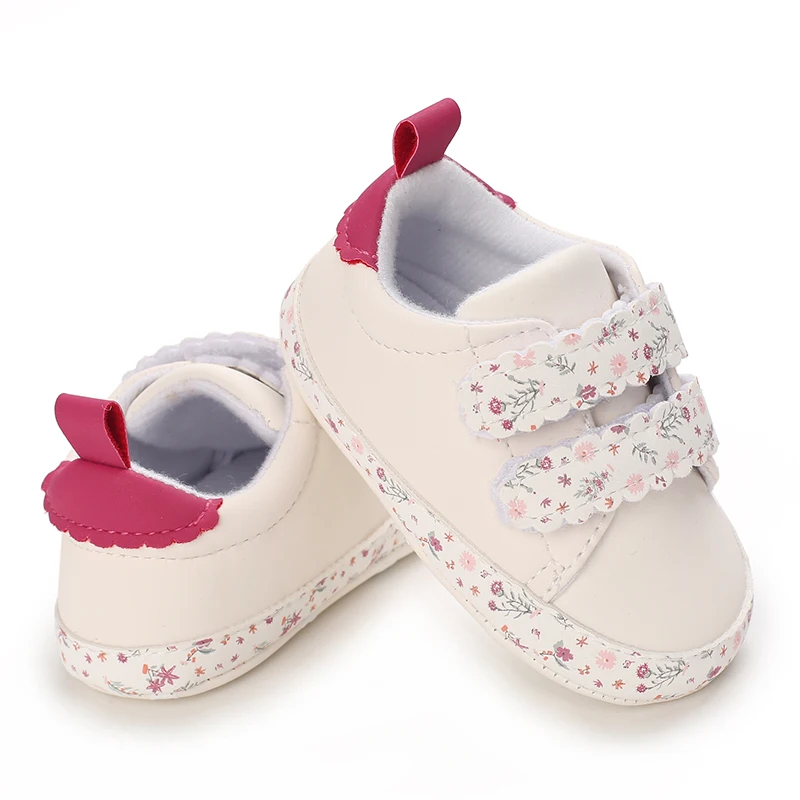 Fashion Infant Spring Shoe Newborn Infant Girl Boy Recreational Baptism Non-Slip Walking Shoe White Soft-soled Sneaker Prewalker