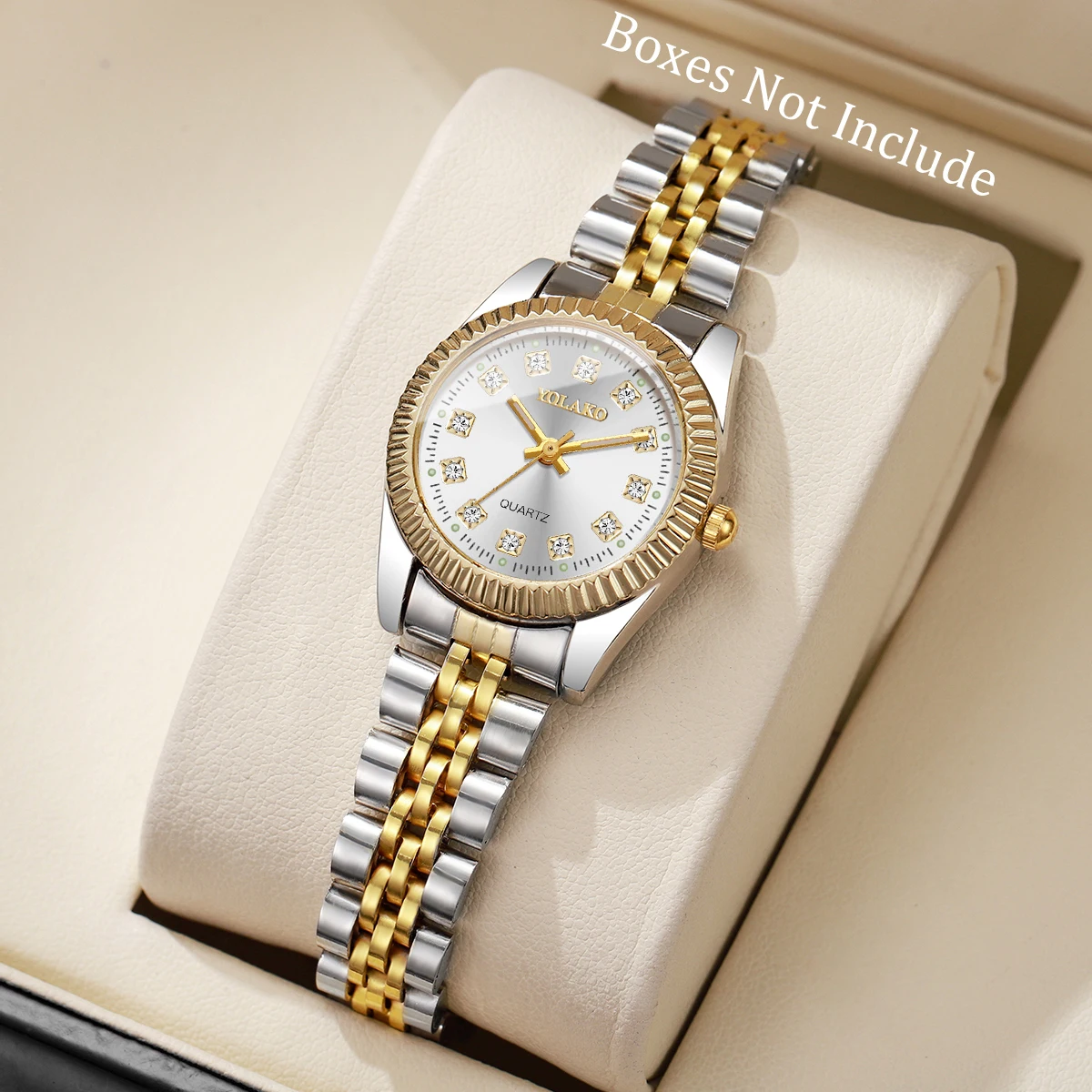 Fashion Rhinestone Women Quartz Watch Calendar Wristwatch Clock Gift Reloj Mujer（Without Box）