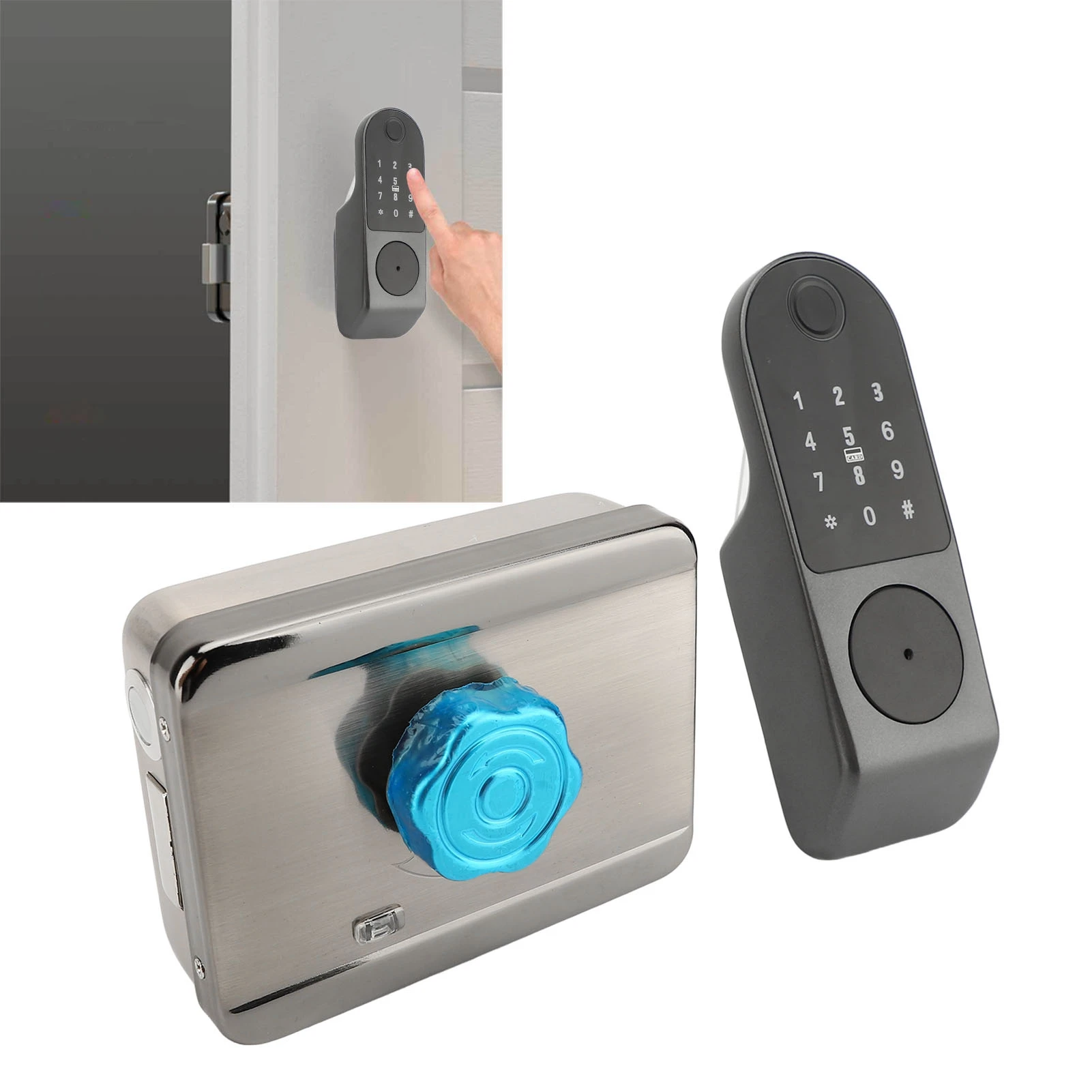 Fingerprint Door Lock Electronic Deadbolt Door Lock with 2 Cards Fingerprint Password Unlocking APP Control for Apartment Home