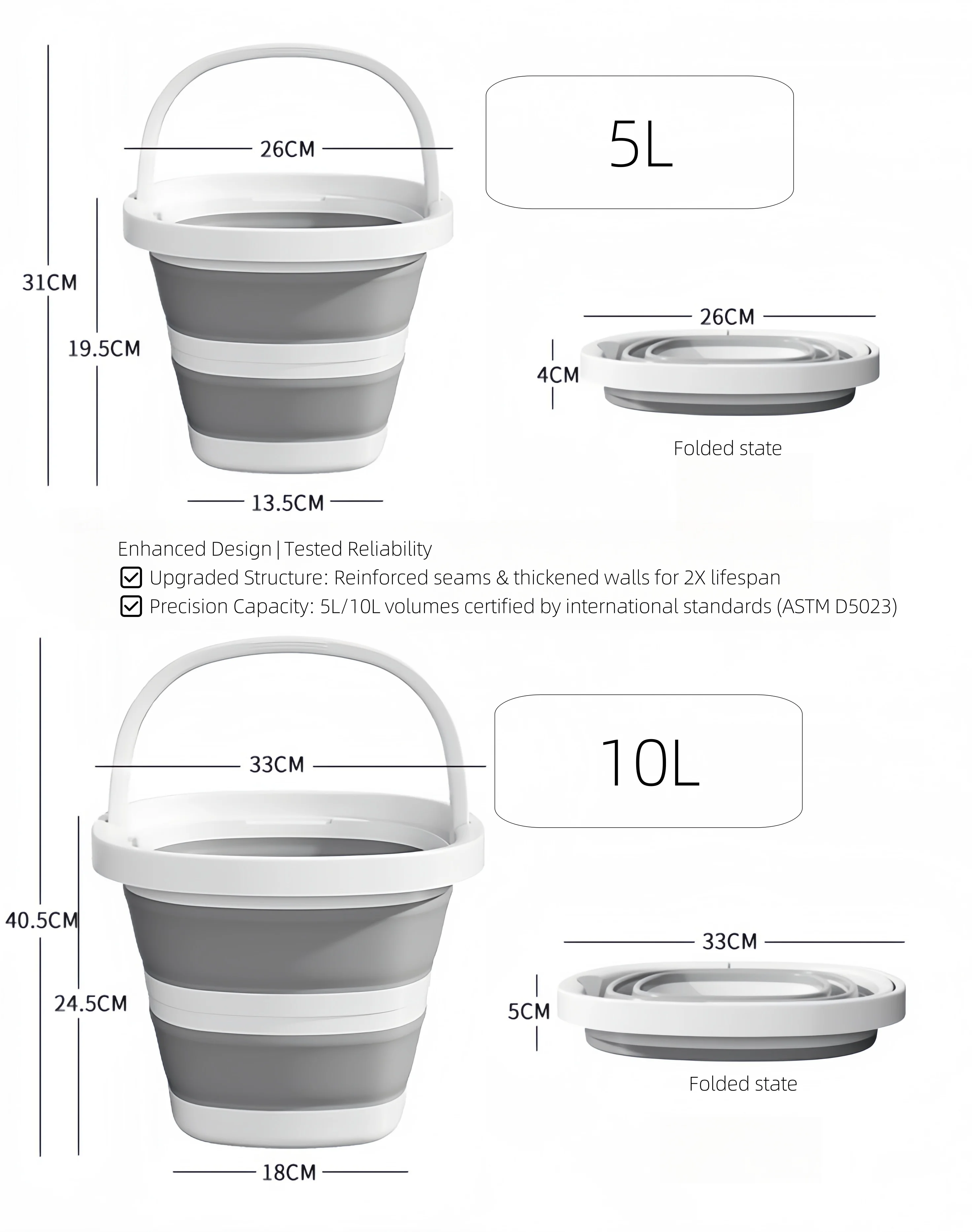 Foldable Water Bucket - Essential for Fishing, Camping, Travel | Collapsible Pail with Handle for Easy Storage & Outdoor Use