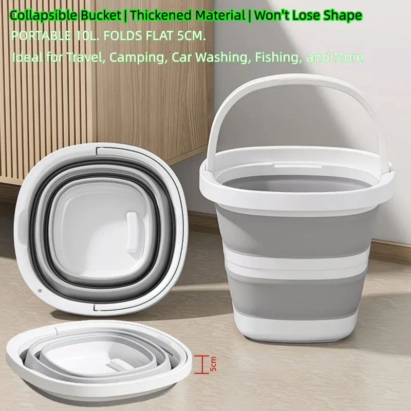 Foldable Water Bucket - Essential for Fishing, Camping, Travel | Collapsible Pail with Handle for Easy Storage & Outdoor Use
