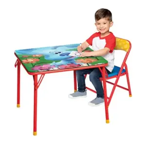 Folding Kid Table And Chair Set For Kid Playrooms Classroom Include 1 Kid Chair With NonSkid Rubber Feet And Padded Seat Study