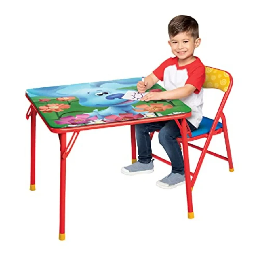 Folding Kid Table And Chair Set For Kid Playrooms Classroom Include 1 Kid Chair With NonSkid Rubber Feet And Padded Seat Study