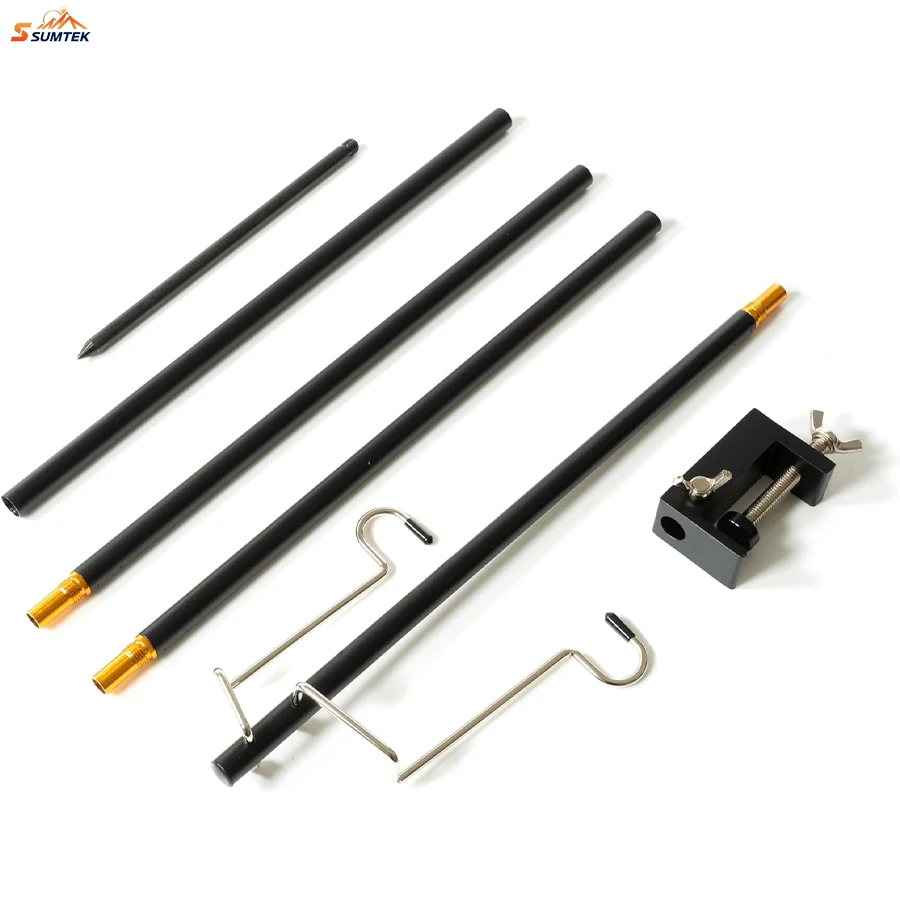 Folding Lantern Stand Pole Portable Lamp Stand Hook Light Stand Holder for Camping Fishing Picnic BBQ Outdoor Activities