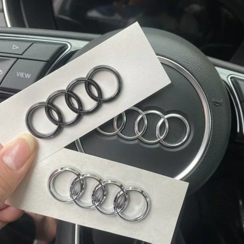 For Audi Alloy Car Steering Wheel Emblem Replaced Sticker A6 A6L A3 A4L A5 A7 A8L A1 Q6 Q7 Q8 TT S5 S7 S8 RS7 RS6 Side Decals