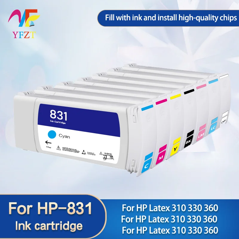 For HP 831 Ink Cartridge Full With Latex Ink With Chip For HP 110 115 310 315 330 335 360 365 370 560 570 L360 L365 L330 775ML