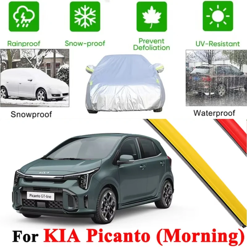 For KIA Picanto Morning 2002-2025 2023 Full Car Covers Outdoor Sun Anti UV Rain Snow Dust Protection Oxford Cloth Accessories
