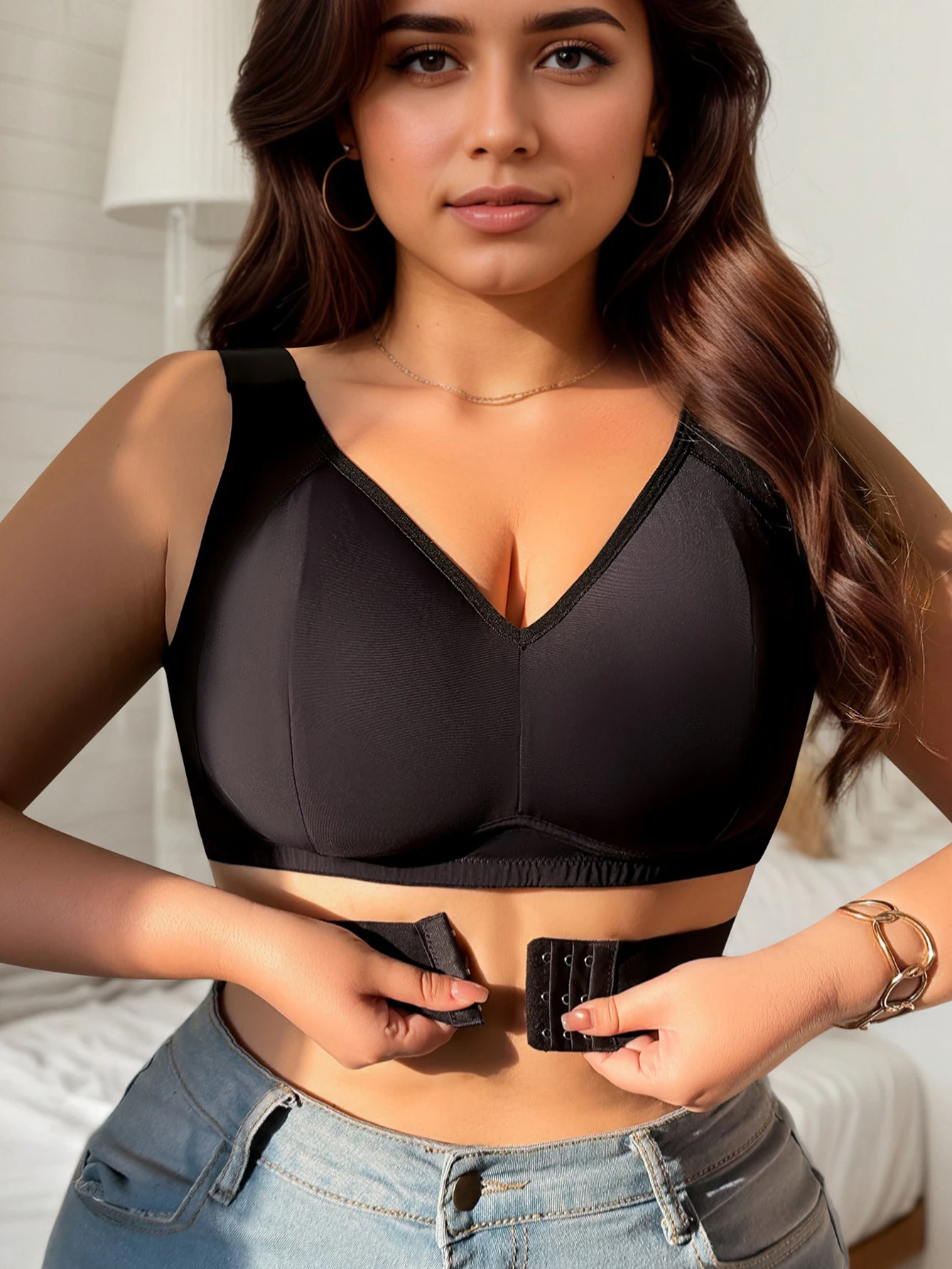 Front button plus size bra Women's Non-Steel Ring Bras Sexy Fitted Top Gathering Sports Comfort Seamless underwear MR3443