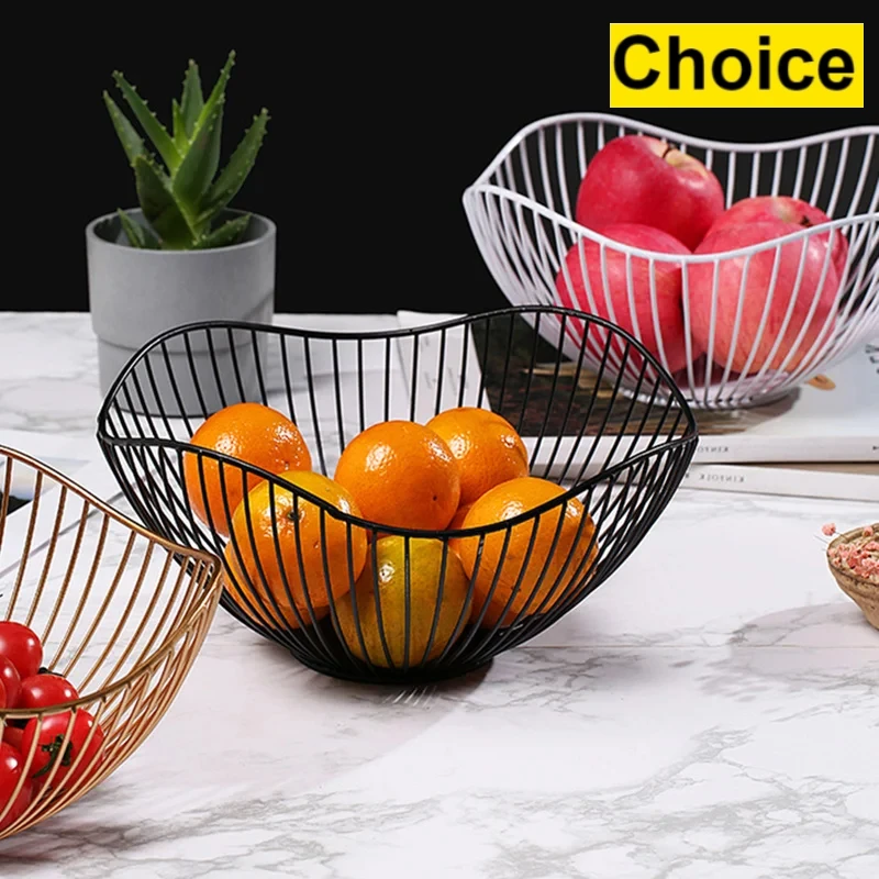 Fruit Durable Metal Wire Bowl Nordic Style Iron Home Snac Bread Dining Table Indoor Cosmetic Storage Basket