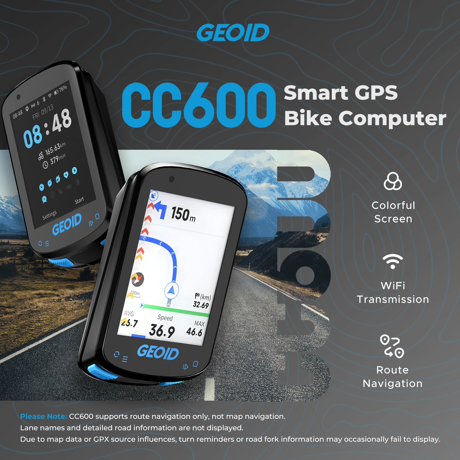 GEOID CC600/CC700 Bike Computer Wireless Color Screen Bicycle Speedometer ANT+ WIFI Cycling Speedometer IPX7 Waterproof Odometer