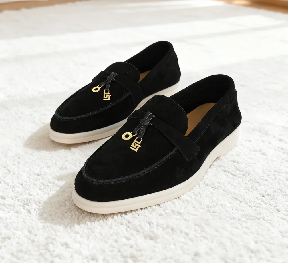 GJ high-quality brand women's shoes luxury leather round toe retro casual shoes spring thick soled loafers driving shoes