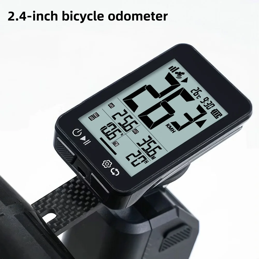 GPS Bike Computer Wireless Bicycle Computer 2.4 LCD Screen Cycling Speedometer Odometer with Auto Backlight and Bracket