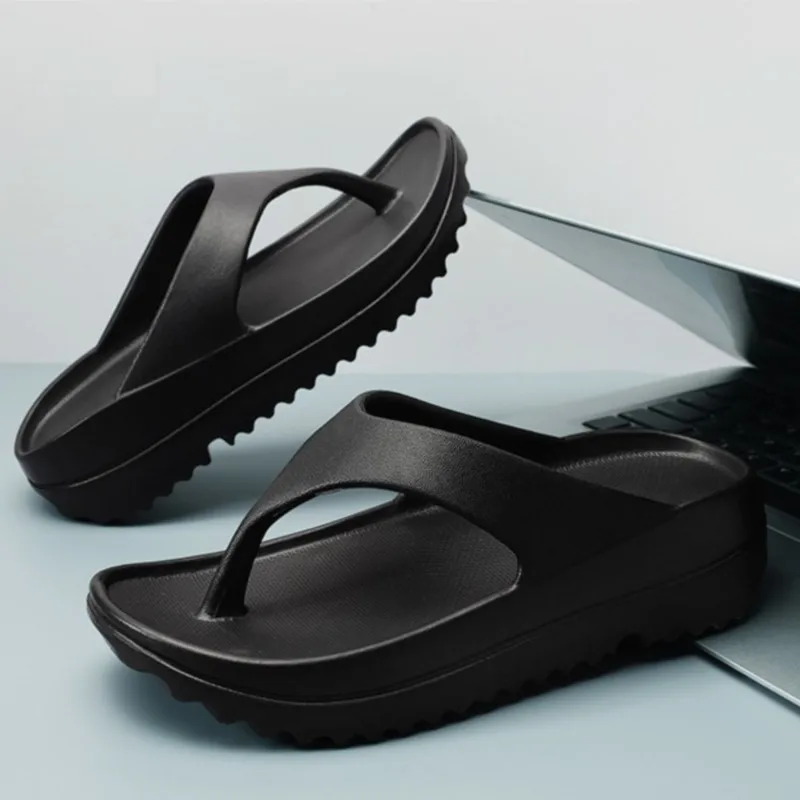 Gacimy Women Thick Sole Flip Flops Summer New Non-slip Beach Slippers Fashoin Outdoor Thick Sole EVA Sandals Casula Home Slides