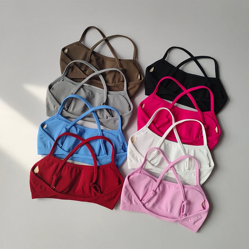 Gathering Shock-proof and Beautiful Back Seamless Sports Bras Gym Women Top Crop Tube Yoga Tops Fitness Scrunch Bum Workout Suit