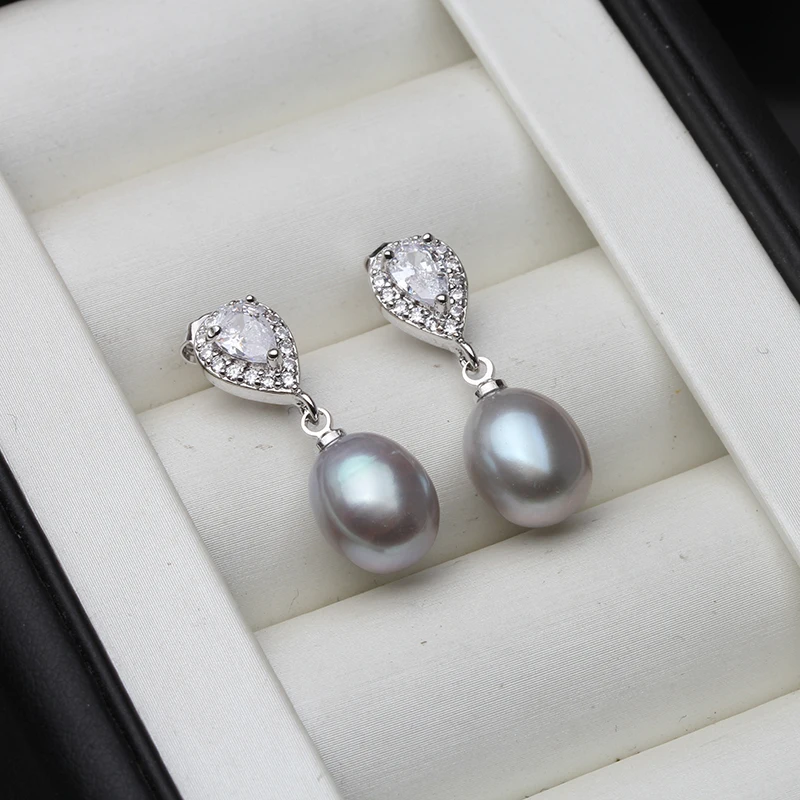 Genuine Fresh Water 925 Silver Pearl Earrings Woman,Vintage Bridal Earrings With Natural Pearls Wife Mother Gift White Pink