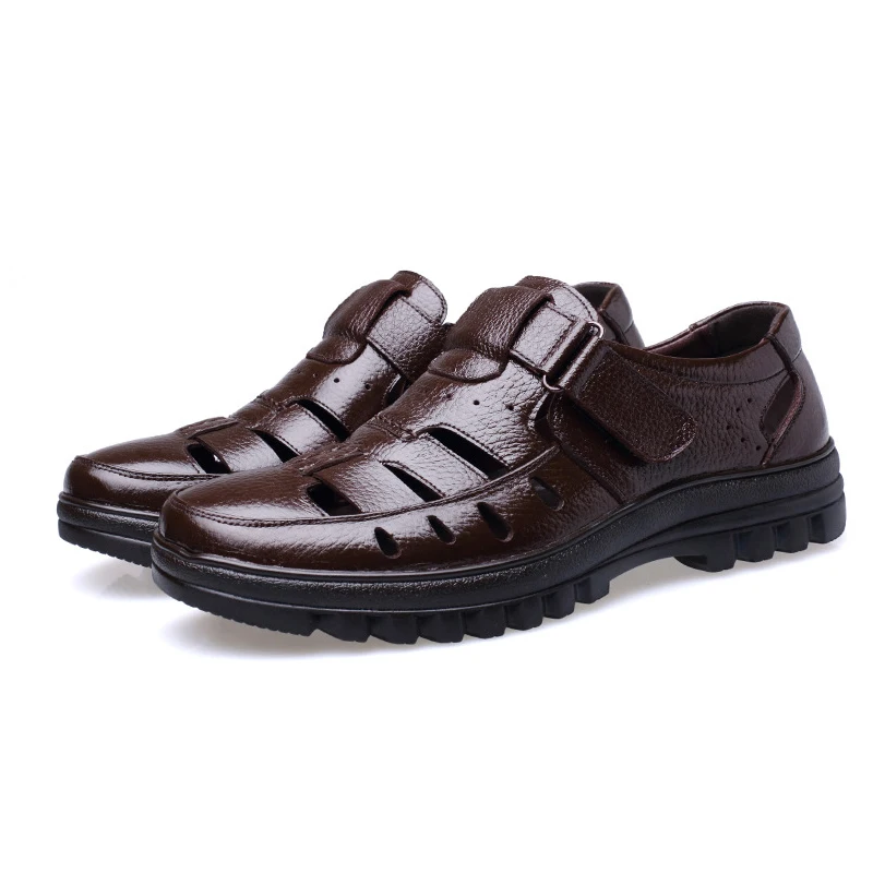 Genuine Leather Sandals Men Summer Shoes Non-slip Flat Soft Casual Brand Footwear