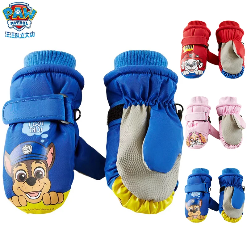 Genuine Paw Patrol Children Ski Gloves Kids Windproof Plus Velvet Mittens Winter Warm Thick Snowboard Snow Gloves Skiing Mitten