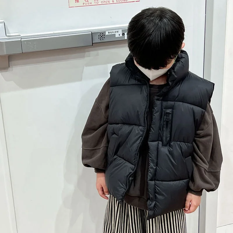 Girl's Vest Jacket Autumn Spring Boy's Down Waistcoat Children Winter Cotton Stand Collar Sleeveless Coats Kids Fashion Clothes