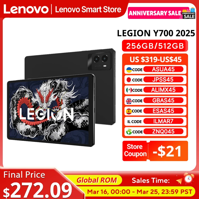 Global ROM Lenovo LEGION Y700 2025 Tablet Snapdragon 8 Gen 3 Octa Core 8.8 Inch 165Hz Display Android 6550mAh