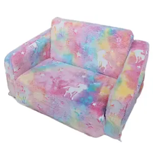 Glow in The Dark Extra Soft Open Couch Convertible Sofa To Lounger Glow in Dark Convertible Plush Foam Chair for Girls and Boys