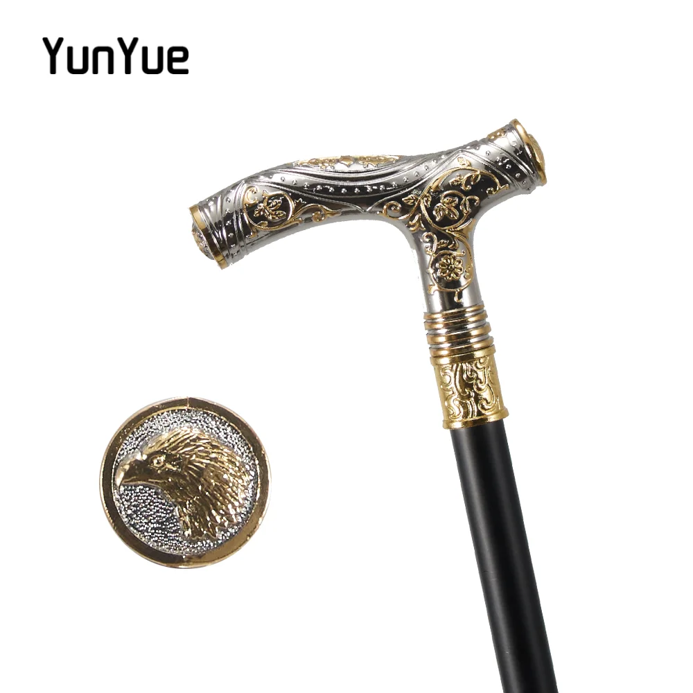 Golden White Eagles Head Flower Totem Relief Walking Cane Cosplay Fashion Walking Stick Gentleman Decoration Walking Stick 93CM