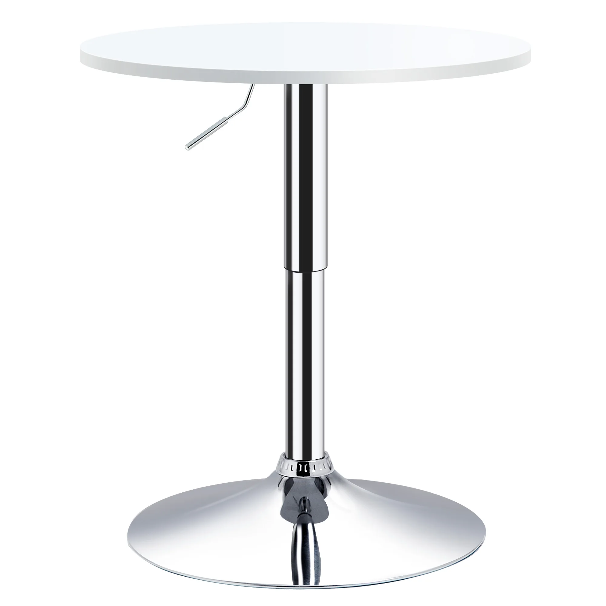 HOMCOM 60cm Adjustable Height Round Bar Table with Swivel Top White