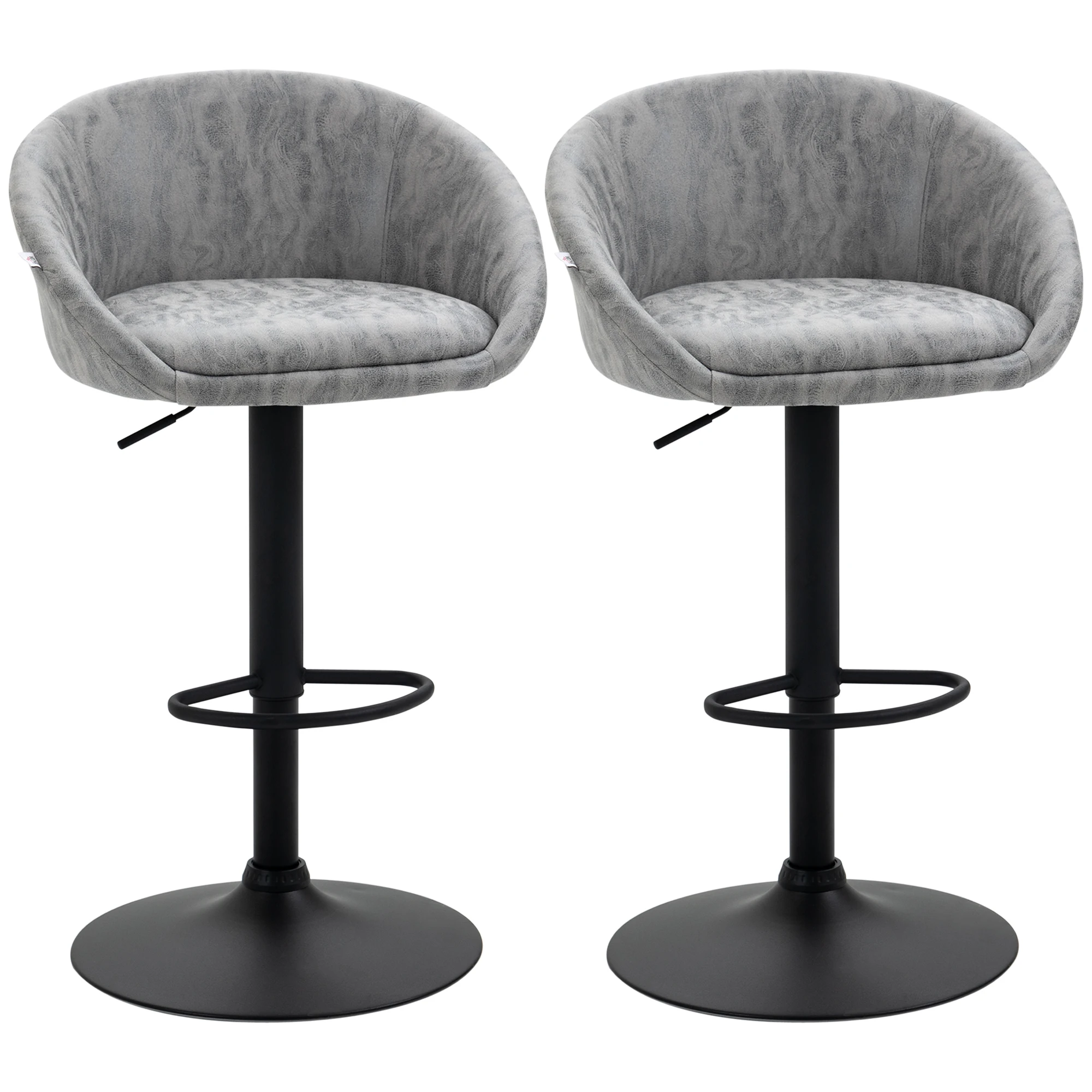 HOMCOM Modern Swivel Bar Stools Set of 2 with Adjustable Height, Light Grey