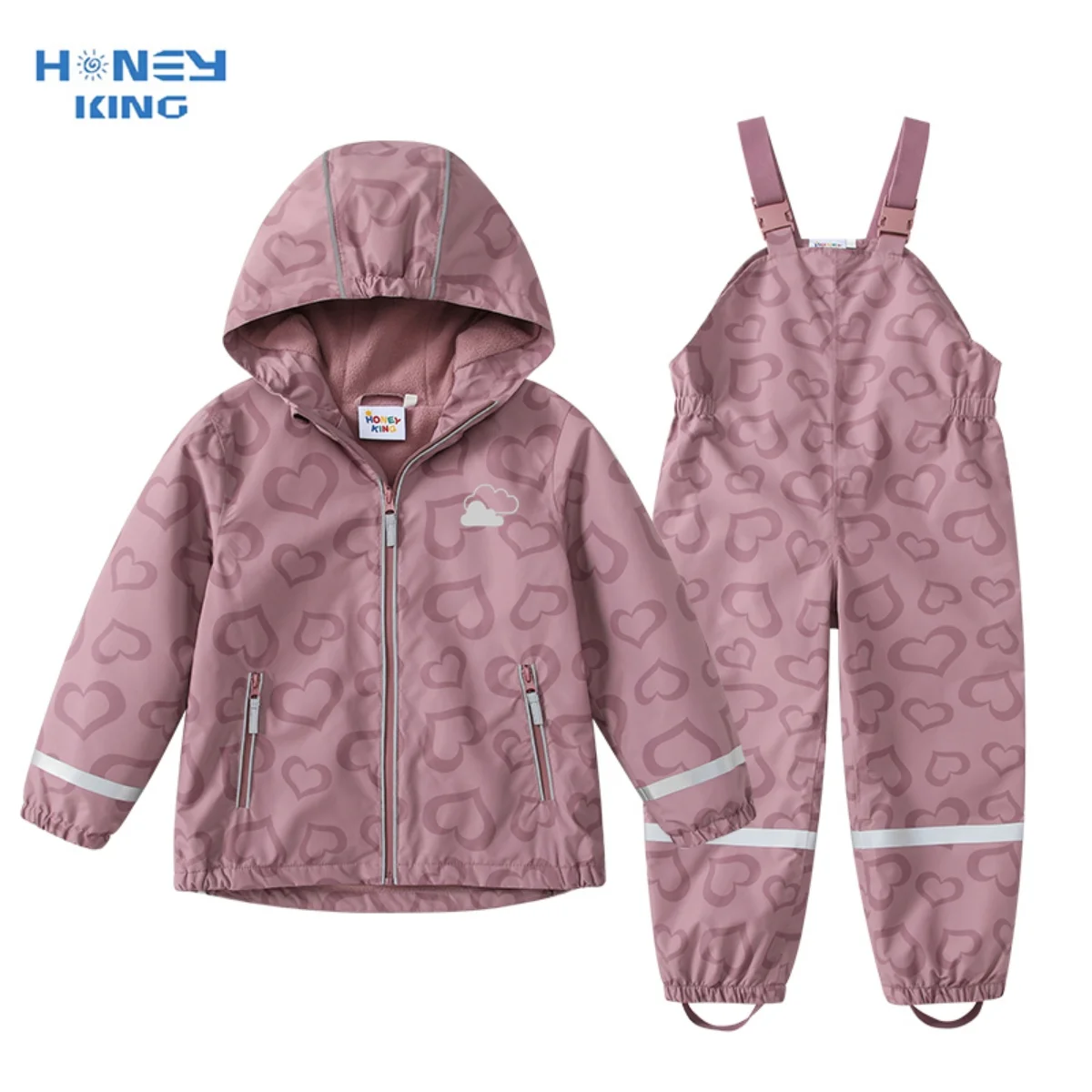 HONEYKING Baby Raincoat Suit Children's Clothing Set Waterproof Overalls Girls Jumpsuit Jacket And Pants Combo for Kids