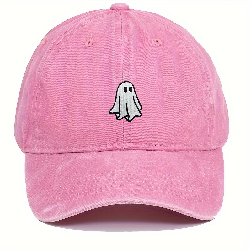Halloween Embroidered Baseball Hat with Cute Ghost Pattern Simple Style Suitable for Men and Women