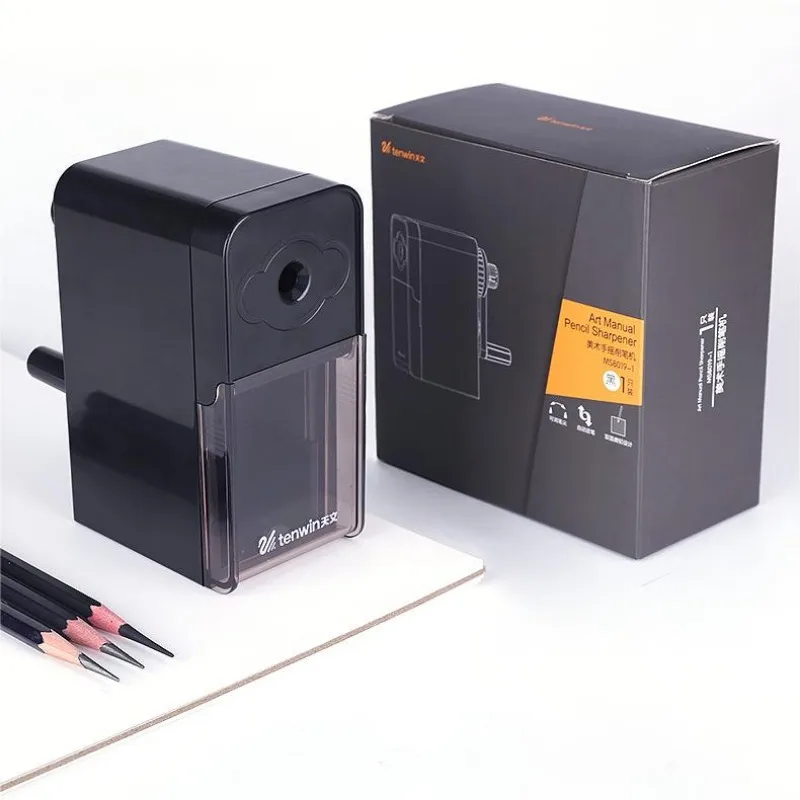 Hand Crank Pencil Sharpener Cutter For School Student Artist Charcoal Large Capacity Rotary Pencil Knife Tools Adjustable Points