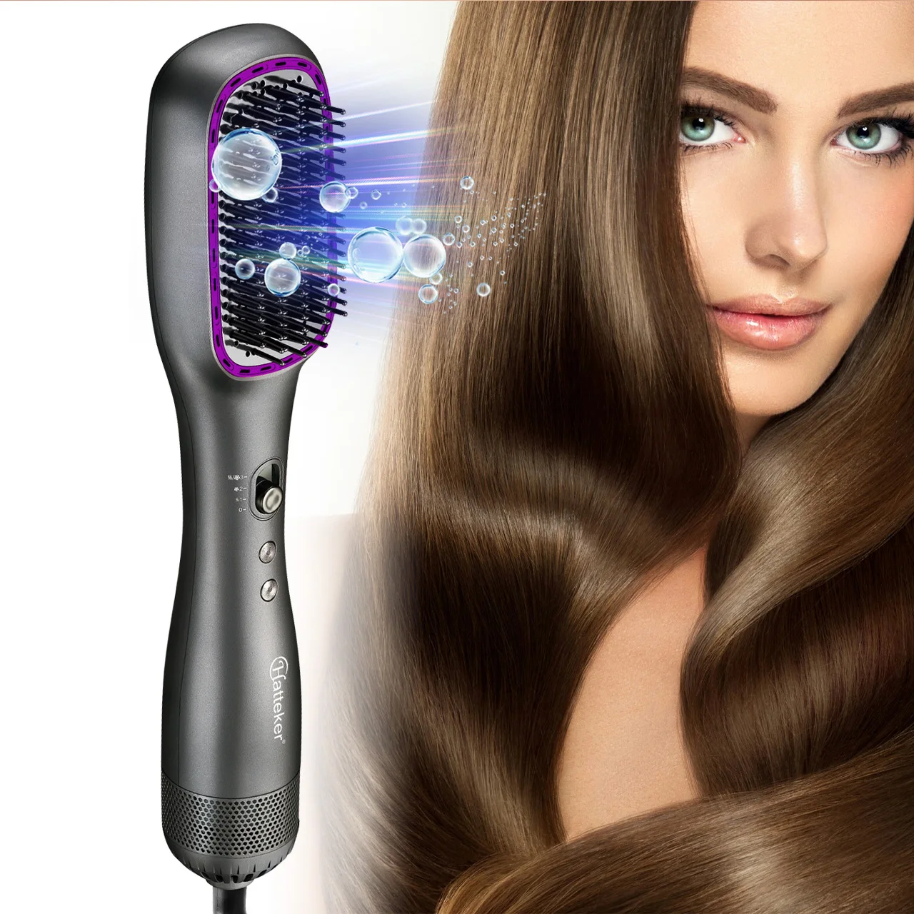 Hatteker Electric Hot Air Comb Styling Comb for Women Anion Heating Hair Straightening Brush for Straight And Curly Hair