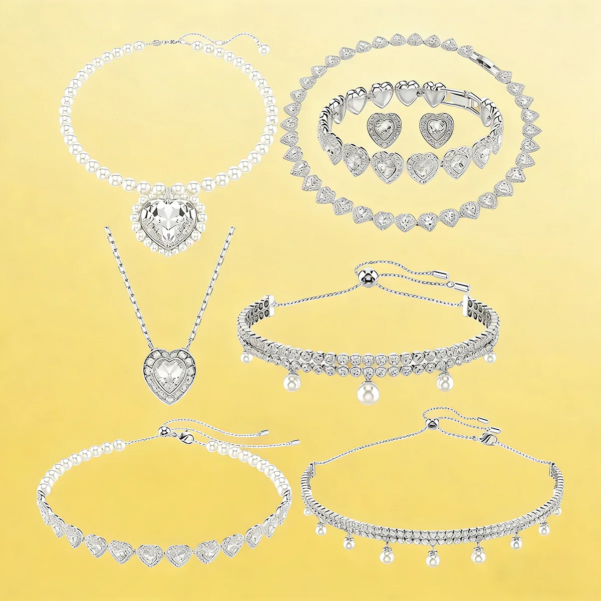 Heart-Shaped Diamond Pearl Tassel Jewelry Multi-Style High-End Ornaments for Daily Life, Party & Gift-Giving