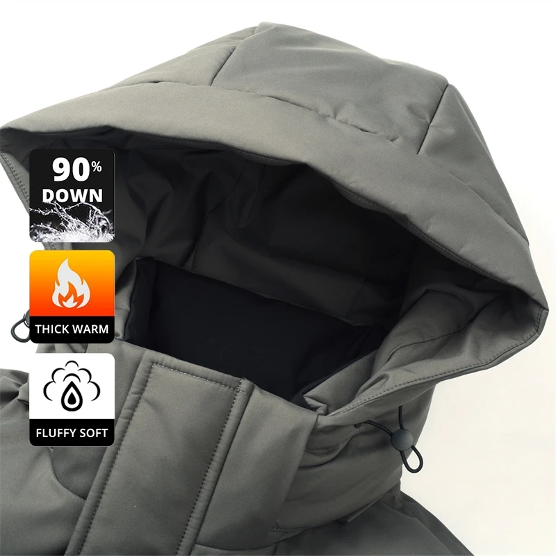 High End Long Thick Hooded Brand Fashion Windbreaker Casual Mens Warm Parkas Winter Feather Puffer Jacket Outwear Down Jacket