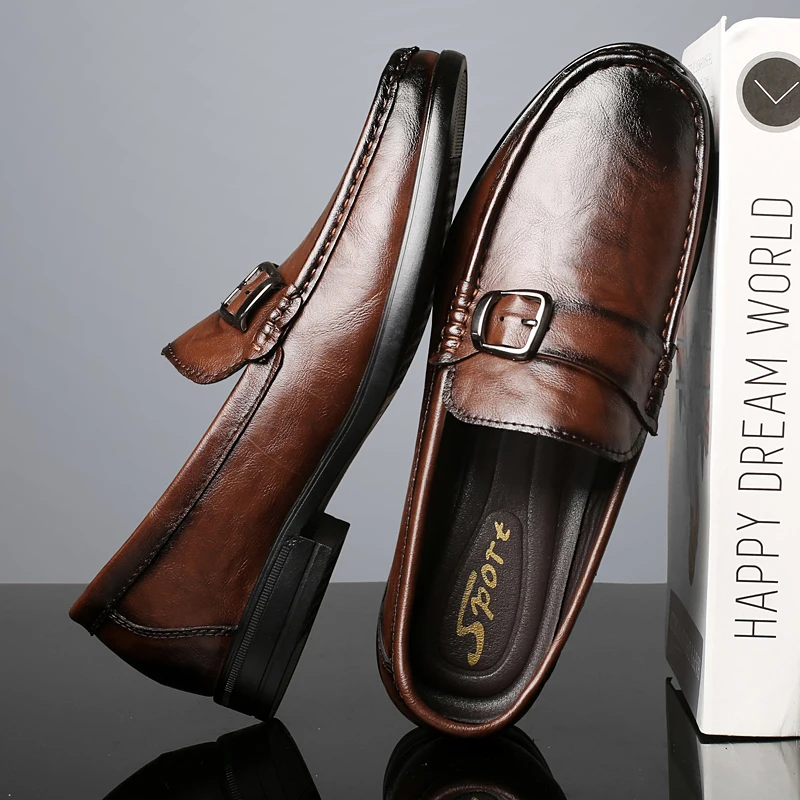 High Quality Men's Genuine Leather Loafers Handmade Casual Shoes Moccasins Slip on Walking Flats Versatile Male Business Shoes