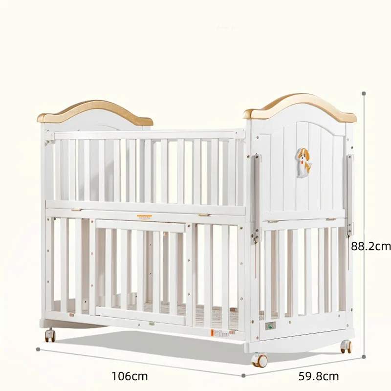High Quality Modern Bedroom Furniture Children Solid White Child Baby Crib for Baby's Room Storage