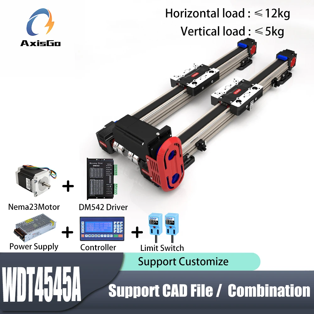 High-Speed Silent Linear Rail Module with Dual Carriages, Electric Belt Drive Reciprocating Slide