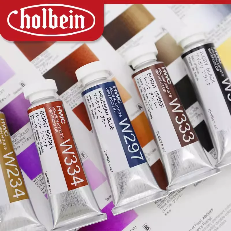 Holbein Artists' Transparent Watercolor Paint 15ml/0.5oz Tubes Art Watercolour Professional Pigment Drawing Supplies Acuarelas