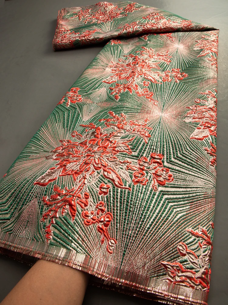 Hot Sale African Brocade Lace Fabrics High Quality 2025 Nigerian Jacquard Lace Fabric Sewing For Evening Prom Women Dresses 3466