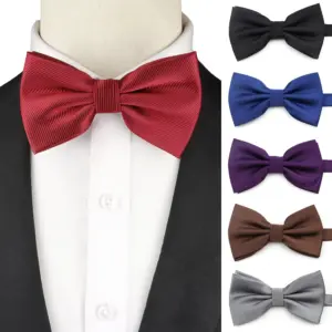 Hot Sale Solid Color Parent-Child Bowtie Set Classic Simple Wine Red Purple Navy Bow Tie Tuxedo 3 Size Satin Cravat Gift