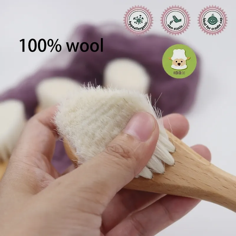 Hot Sales Safety Good Quality Natural Wool beech Wooden Comb Kids Baby Hair Brush