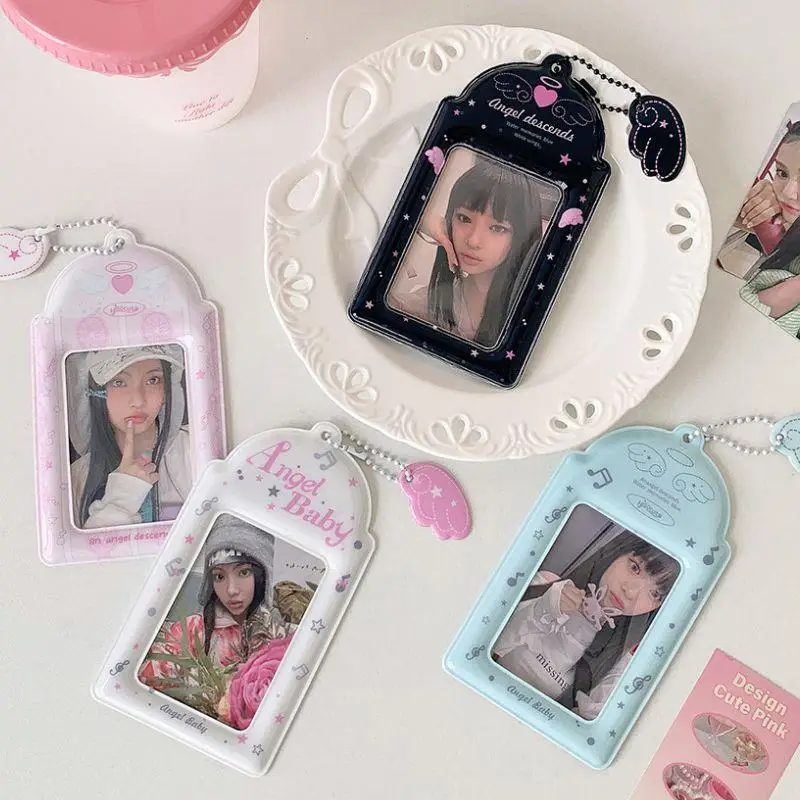 INS Card Holder Korean Angel Wings Card Protective Sleeve Bag Display Pendant Photocard Holder Card Cases Note PVC 3 Inches DIY