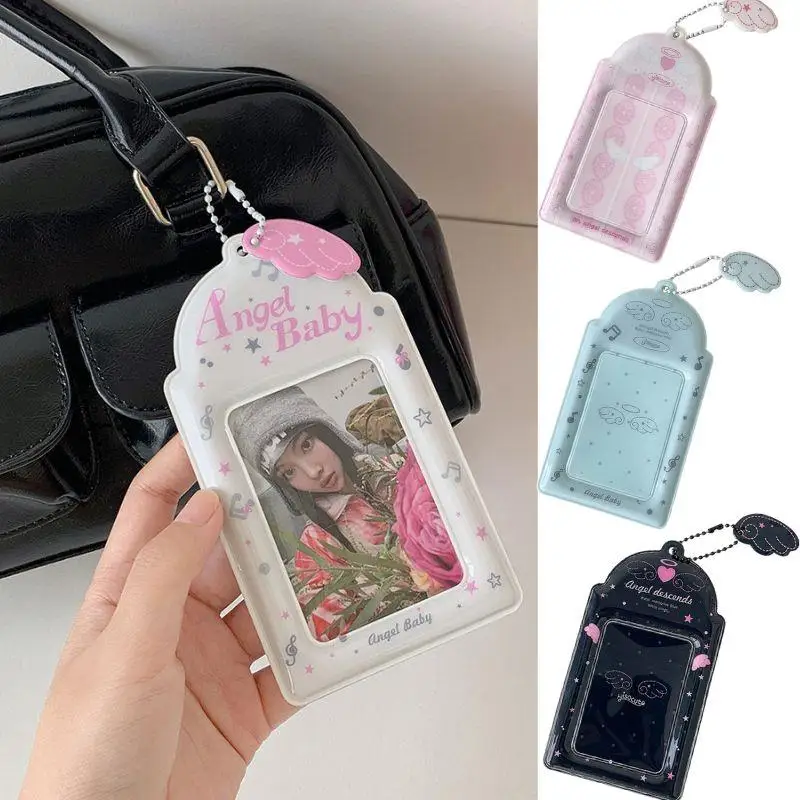 INS Card Holder Korean Angel Wings Card Protective Sleeve Bag Display Pendant Photocard Holder Card Cases Note PVC 3 Inches DIY
